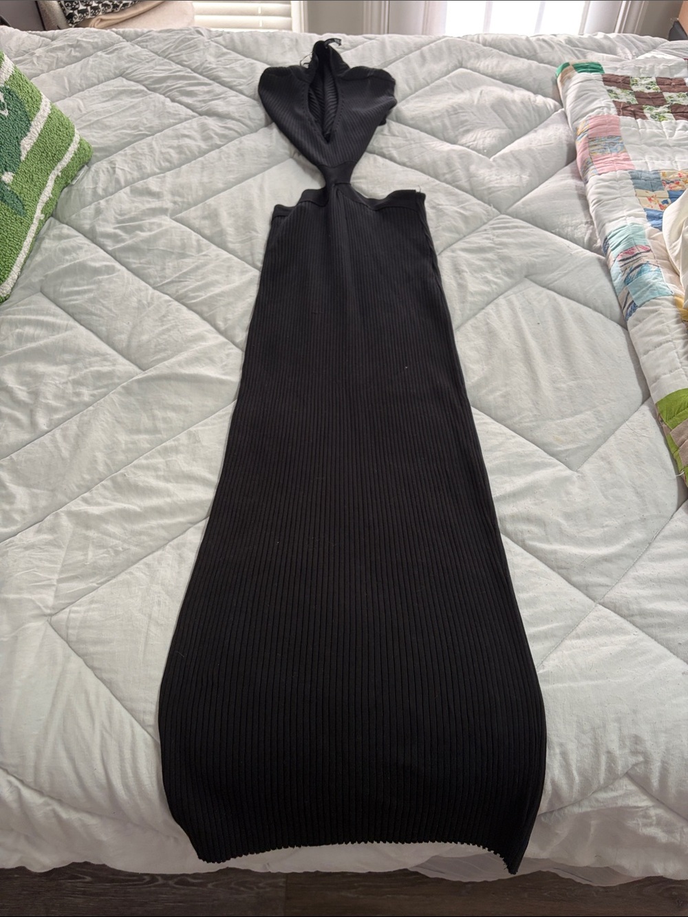 Black Ribbed Bodycon Dress